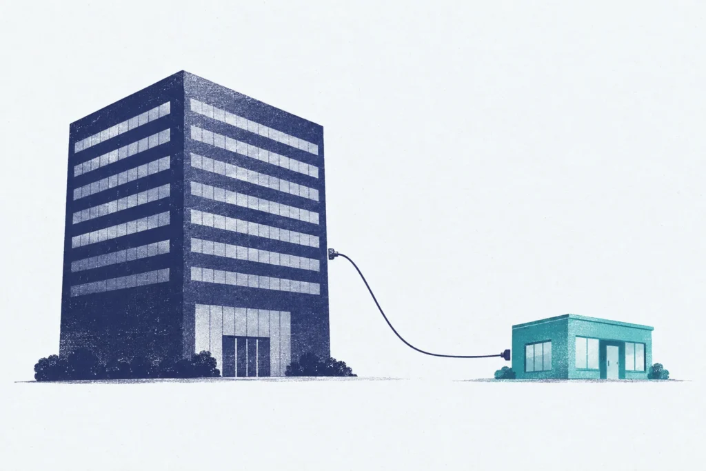A smaller technology supplier linked to one large buyer, illustrating customer dependence.