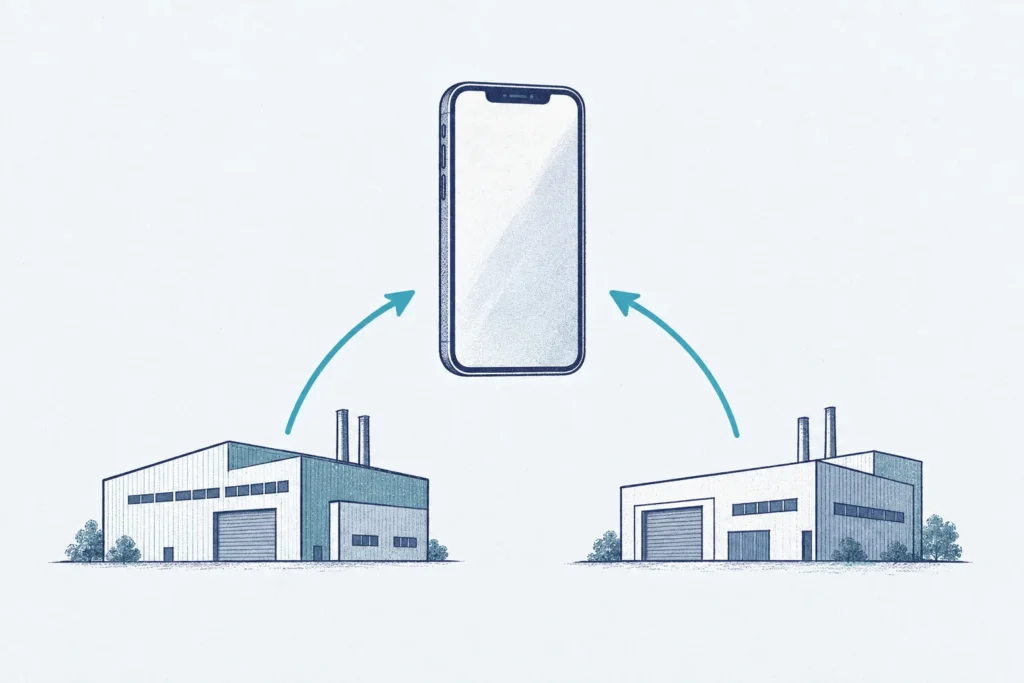 One end product connected to two contract manufacturers, illustrating shared end-customer demand.